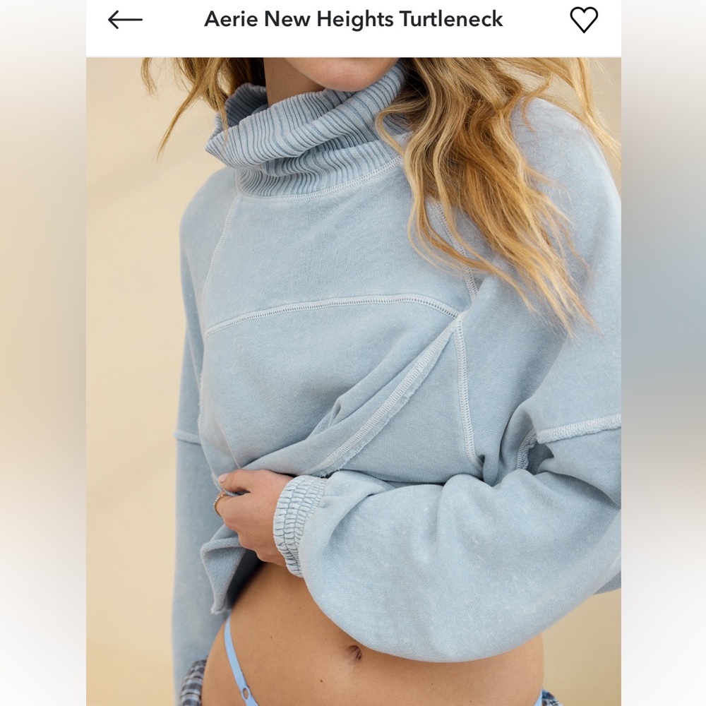 AERIE NEW HEIGHTS CROP TURTLE NECK SWEATER - XS